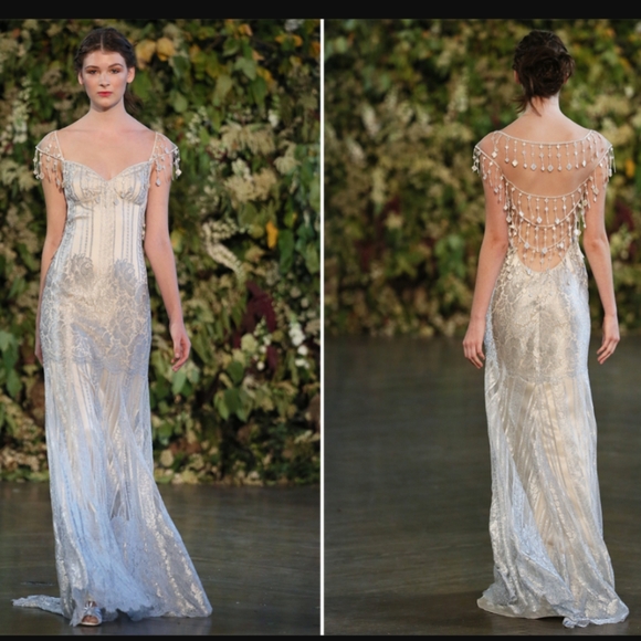 Claire Pettibone Florence Gothic Angel 2015 Vintage Couture Wedding Dress Size10 - Picture 11 of 16